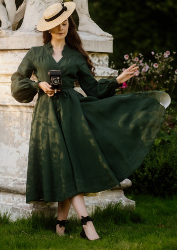 Darcy Dress, Long Sleeve, Evergreen#color_evergreen