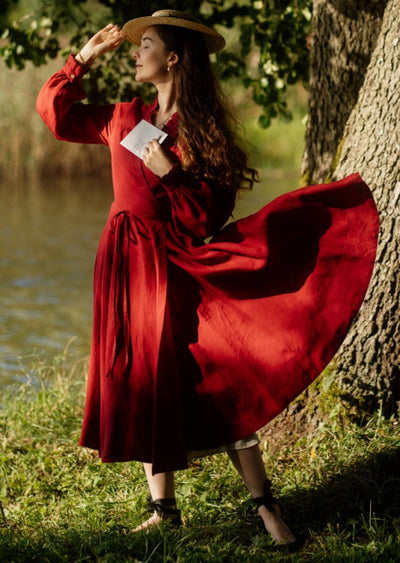 Darcy Dress, Long Sleeve, Red Poppy#color_red-poppy