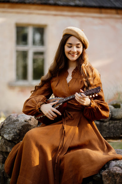 Darcy Dress, Long Sleeve, Warm Brown#color_warm-brown