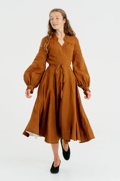 Darcy Dress, Long Sleeve, Warm Brown#color_warm-brown