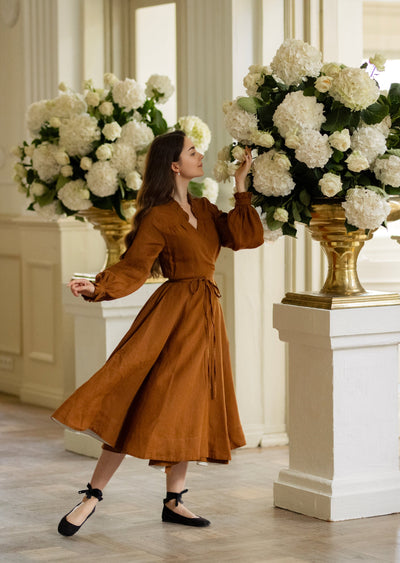 Darcy Dress, Long Sleeve, Warm Brown#color_warm-brown