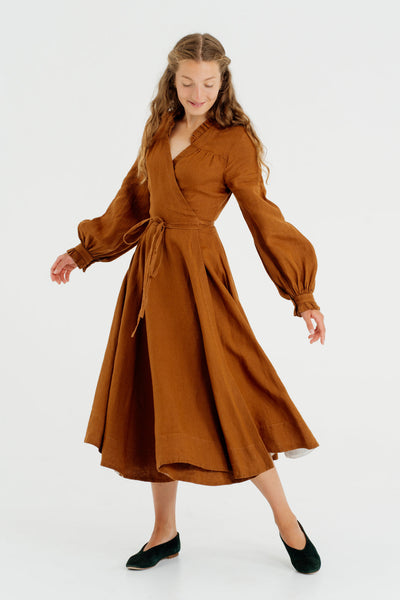 Darcy Dress, Long Sleeve, Warm Brown#color_warm-brown
