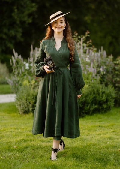 Darcy Dress, Long Sleeve, Evergreen#color_evergreen