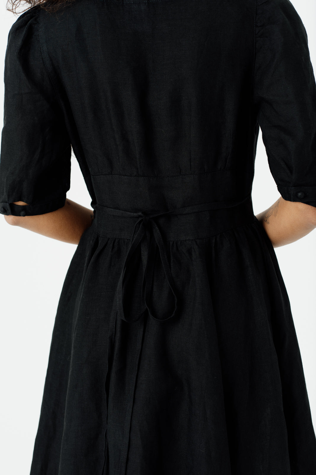 Diane Dress, Puffed Sleeve, Black Pansy#color_black-pansy