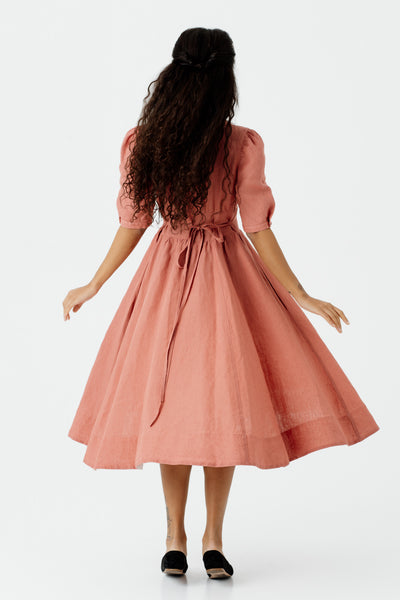 Diane Dress, Puffed Sleeve, Vintage Pink#color_vintage-pink