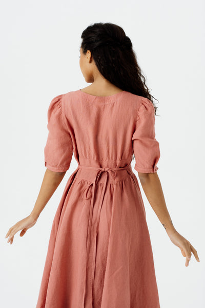 Diane Dress, Puffed Sleeve, Vintage Pink#color_vintage-pink