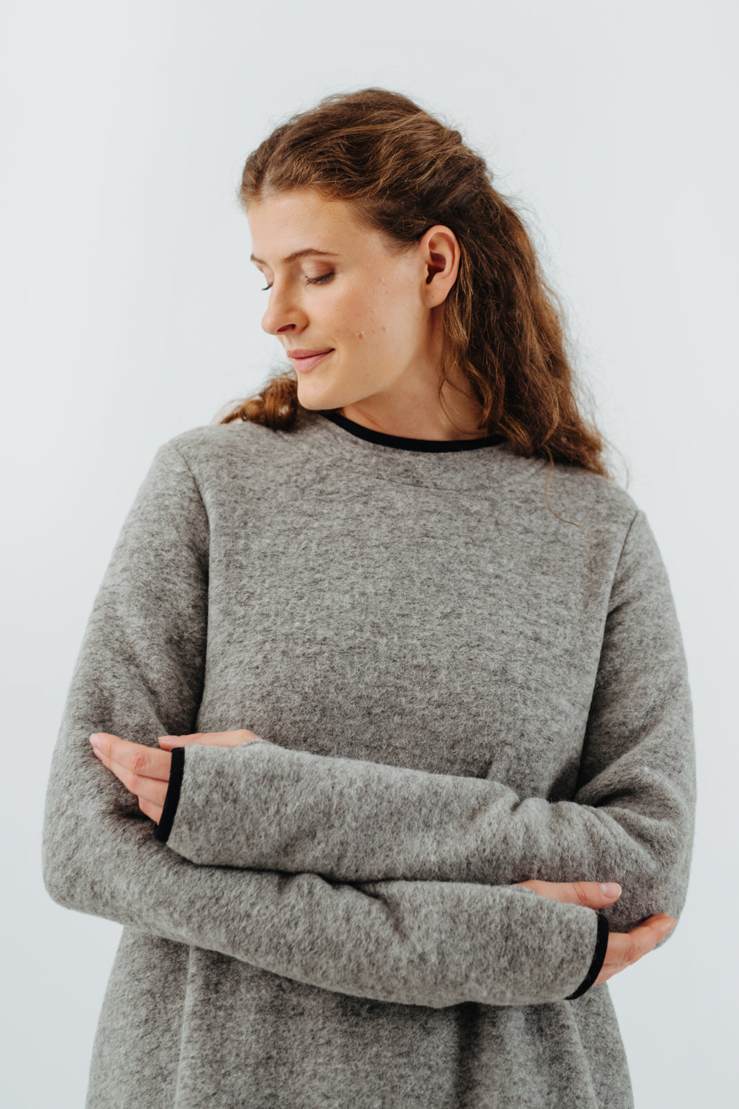 Double Slit Dress, Wool#color_light-grey