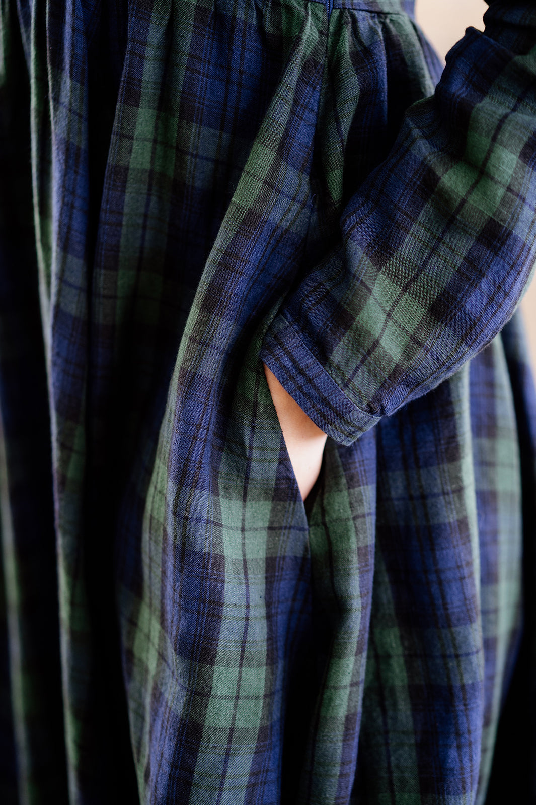 Classic Dress, Long Sleeve, Blue Tartan#color_blue-tartan