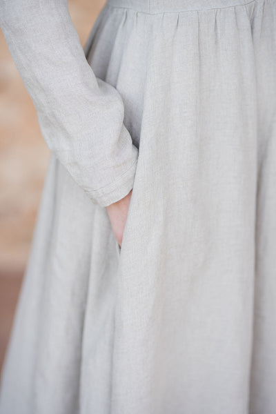 Classic Dress, Long Sleeve, Natural Linen#color_natural-linen