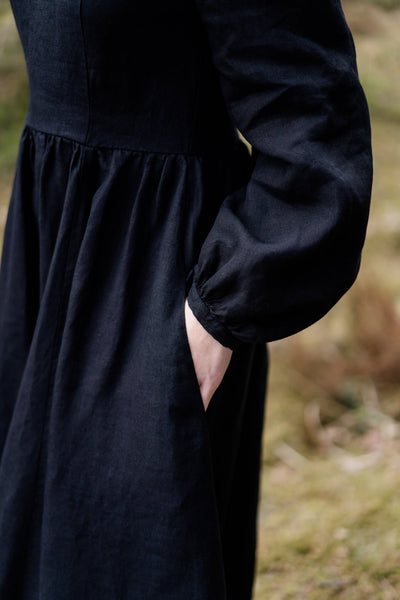 Carmen Dress, Long Sleeve, Black Pansy#color_black-pansy