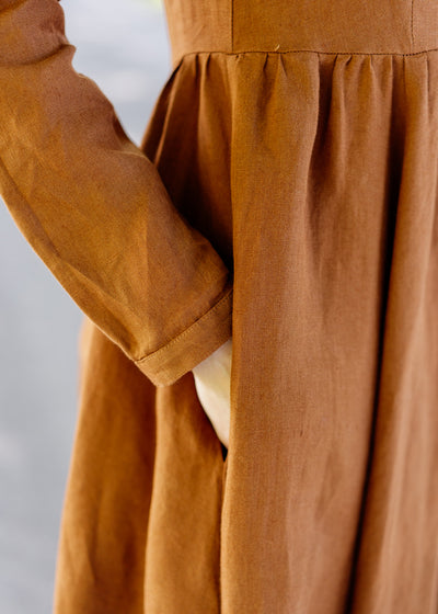 Classic Dress, Long Sleeve, Warm Brown#color_warm-brown