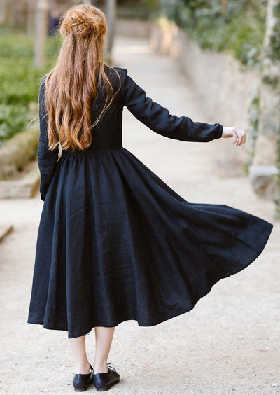 Classic Dress, Long Sleeve, Black Pansy#color_black-pansy