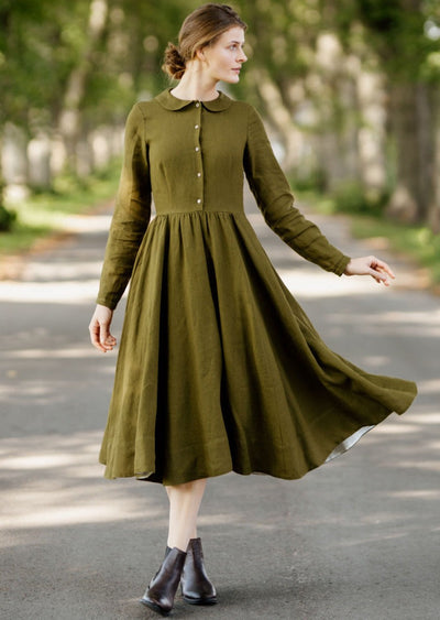Classic Dress, Long Sleeve, Rosemary Green#color_rosemary-green