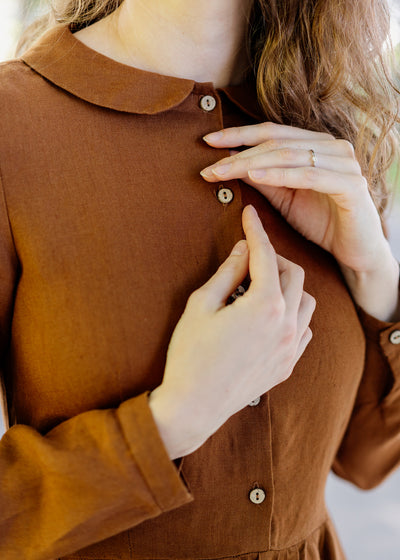 Classic Dress, Long Sleeve, Warm Brown#color_warm-brown
