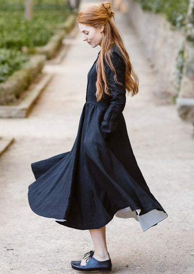 Classic Dress, Long Sleeve, Black Pansy#color_black-pansy