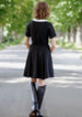 Mini Classic Dress with White Collar, Short Sleeve, Black Pansy#color_black-pansy-white-collar