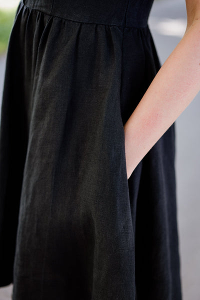 Mini Classic Dress with White Collar, Short Sleeve, Black Pansy#color_black-pansy-white-collar
