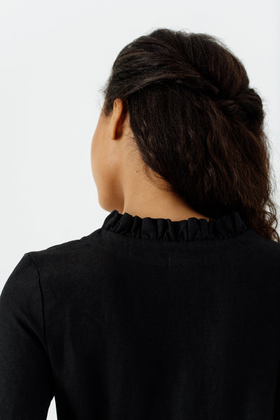 Ophelia Dress, 3/4 Sleeve, Black Pansy#color_black-pansy