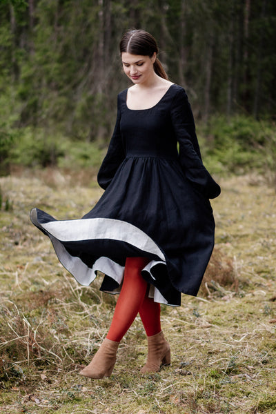 Carmen Dress, Long Sleeve, Black Pansy#color_black-pansy