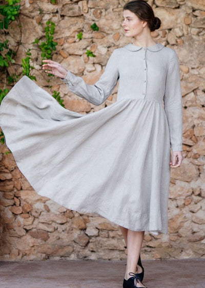 Classic Dress, Long Sleeve, Natural Linen#color_natural-linen