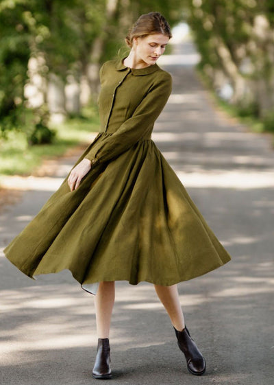Classic Dress, Long Sleeve, Rosemary Green#color_rosemary-green