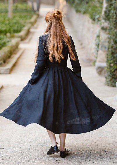 Classic Dress, Long Sleeve, Black Pansy#color_black-pansy