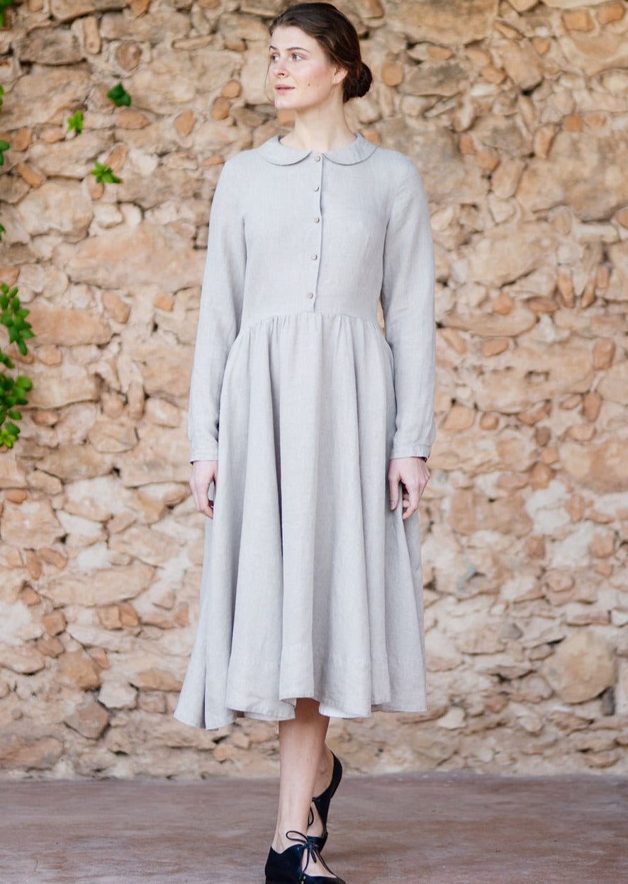 Classic Dress, Long Sleeve, Natural Linen#color_natural-linen