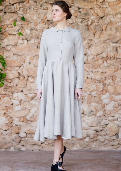 Classic Dress, Long Sleeve, Natural Linen#color_natural-linen