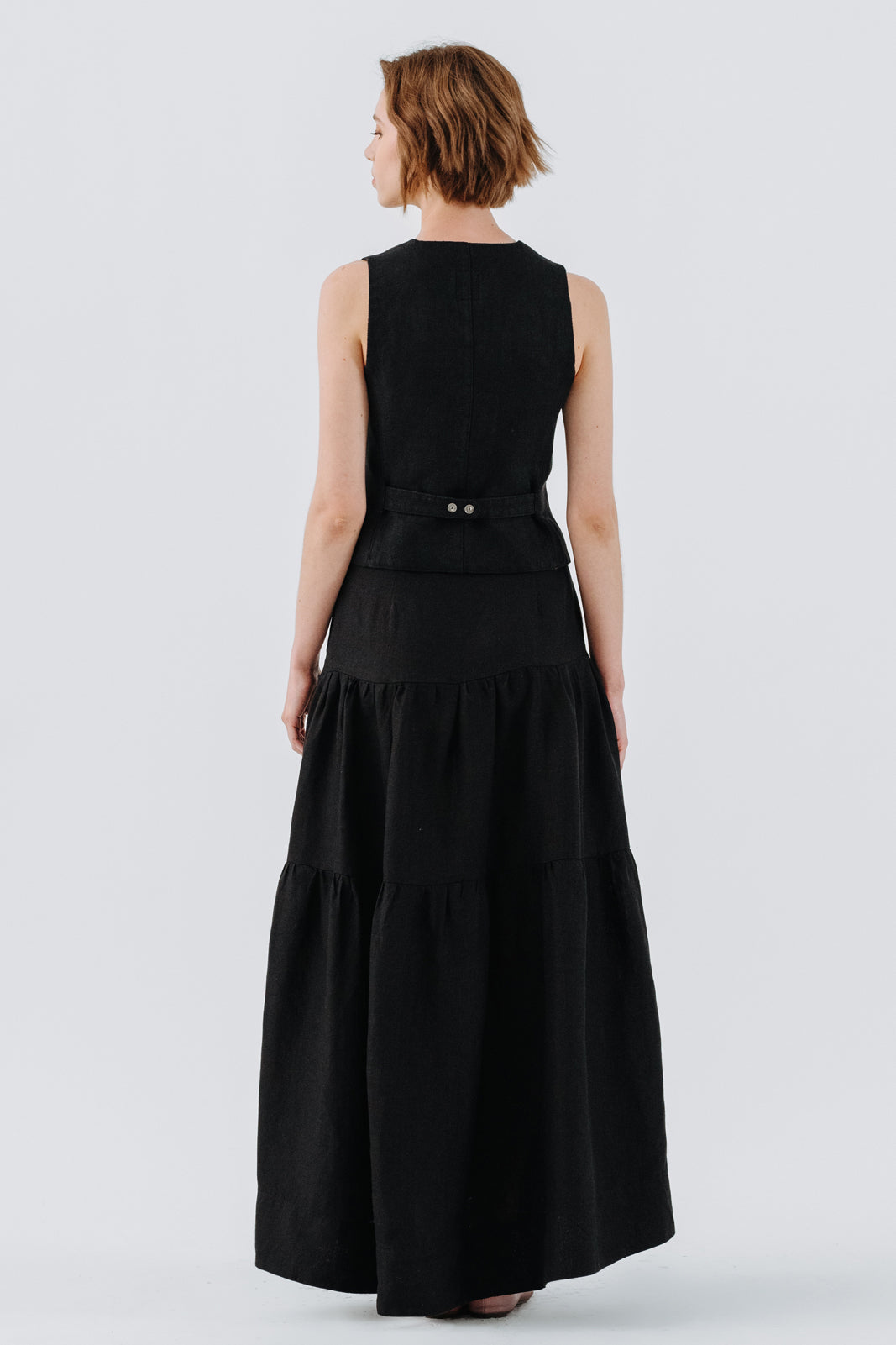 Tiered Skirt, Black Pansy