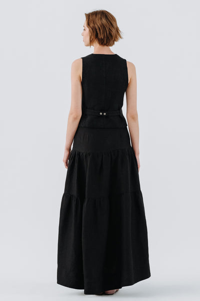 Tiered Skirt, Black Pansy
