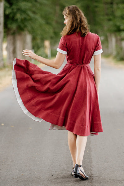 Wrap Dress, Short Sleeve, Marsala Red#color_marsala-red