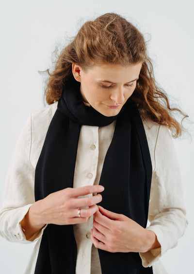 Wrap Scarf, Merino Wool#color_black-pansy