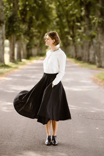 Classic Shirt with Embroidered Garden Collar, Long Sleeve#color_white-magnolia
