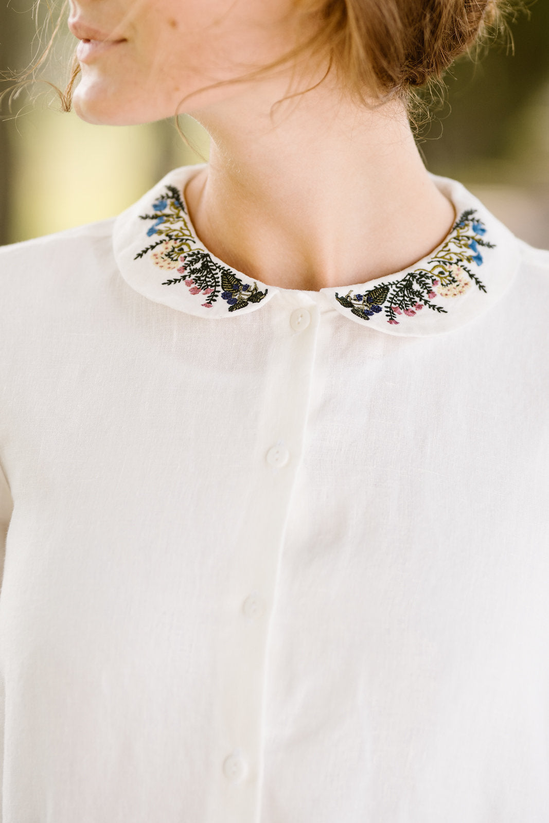 Classic Shirt with Embroidered Meadow Collar, Long Sleeve#color_white-magnolia