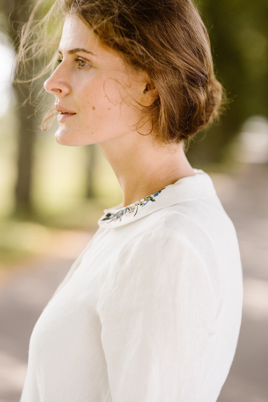 Classic Shirt with Embroidered Meadow Collar, Long Sleeve#color_white-magnolia